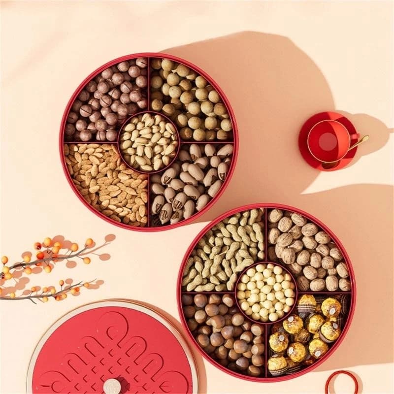 Plastic Round Tray for Serving Snacks and Candies Dried Fruits Organiser Box