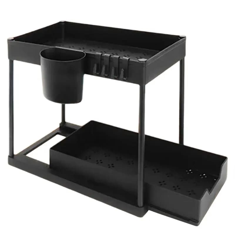 ABKJ-Scaffale Organizzatore per Cucina con Doppi Cassetti Scorrevoli, Organizzatore Sottolavello, Ripiano Multiuso