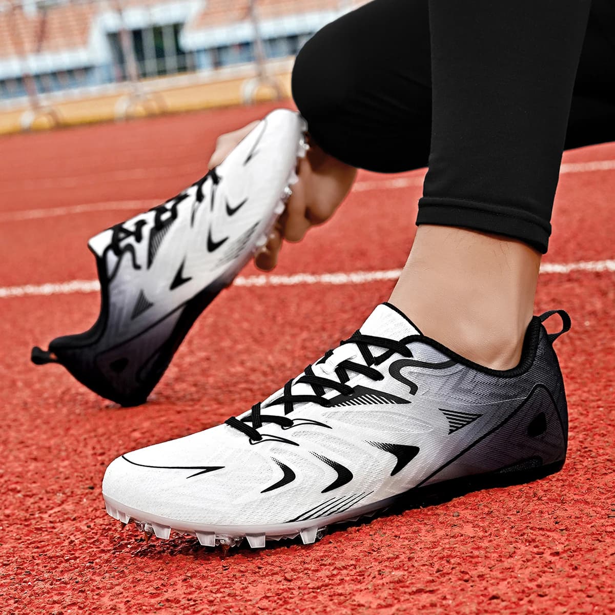 Men Women Track Spike Sprint Shoes Athletic Nails Non Slip Professional Soft Field Running Race Racing Long Jump Light weight