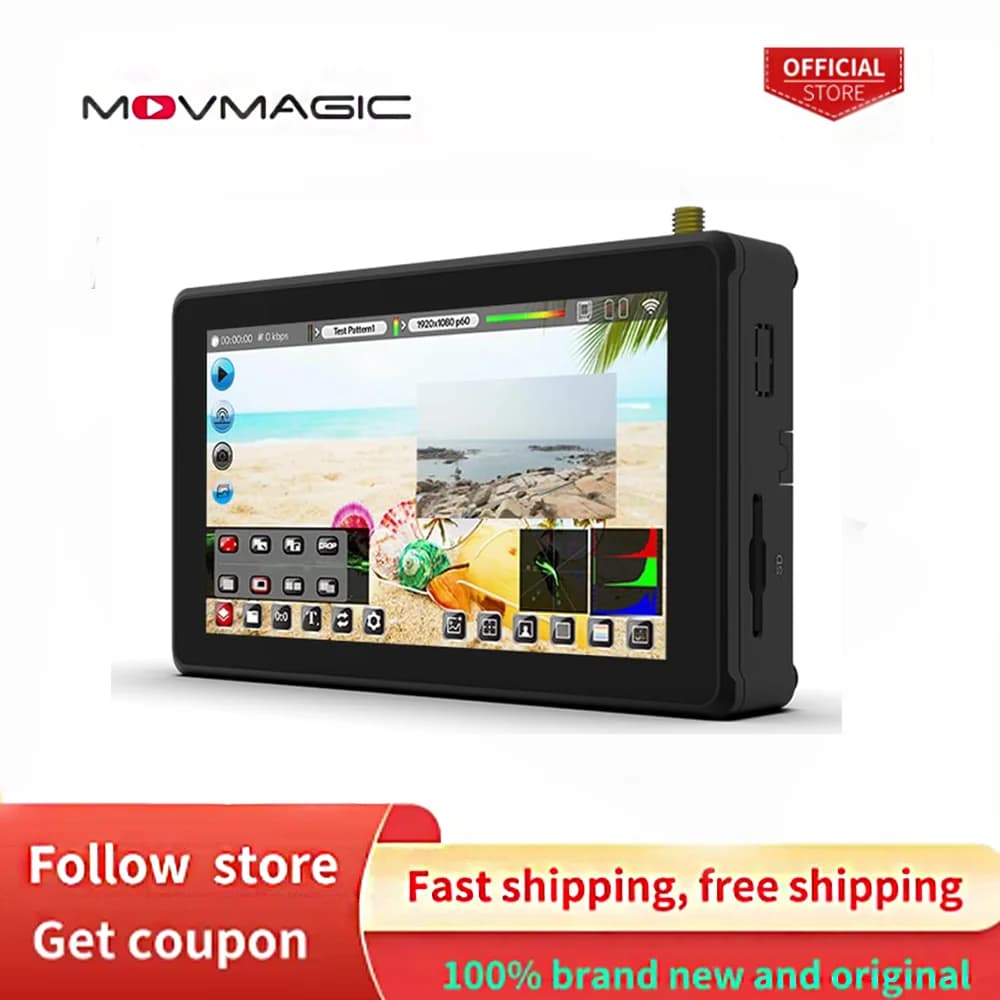 MOVGAGIC X5 Monitor registratore portatile touchscreen da 5,5 pollici 1800 nit con tabellone segnapunti, effetti ricco, commutatore mixer tutto in uno