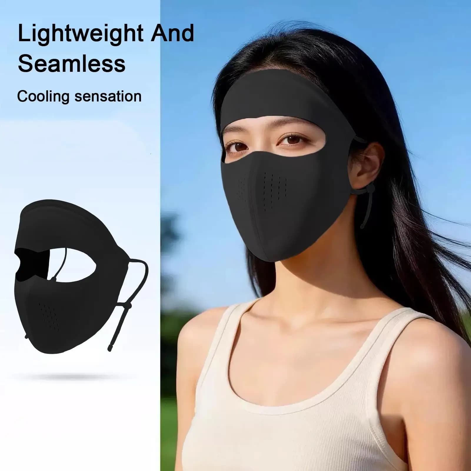 Maschera Protettiva UV per il Viso, Protezione Solare Completa per Corsa e Ciclismo all'Aperto, Traspirante e Rinfrescante, Maschera Sportiva Anti-UV