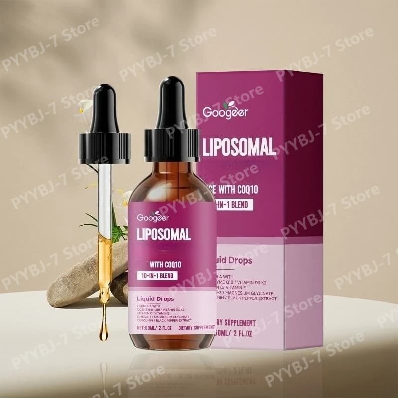 Googeer Gocce Liposomiali Liquide 10-in-1 con Coenzima Q10, Vitamina D3, Magnesio Glicinato, Integratore Quotidiano per il Benessere 60ml
