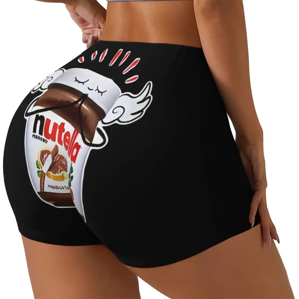 Custom Funny Nutella Women Gym Workout Running Shorts Athletic Volleyball Biker Yoga Shorts