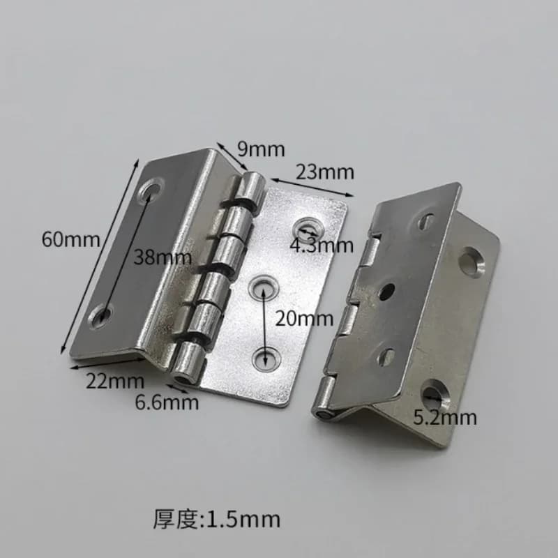 4pcs Metal Silver Cabinet Hinges Three Equivalent Folding Wooden Box Hinges Furniture Drawer Doors Hardware Accessories