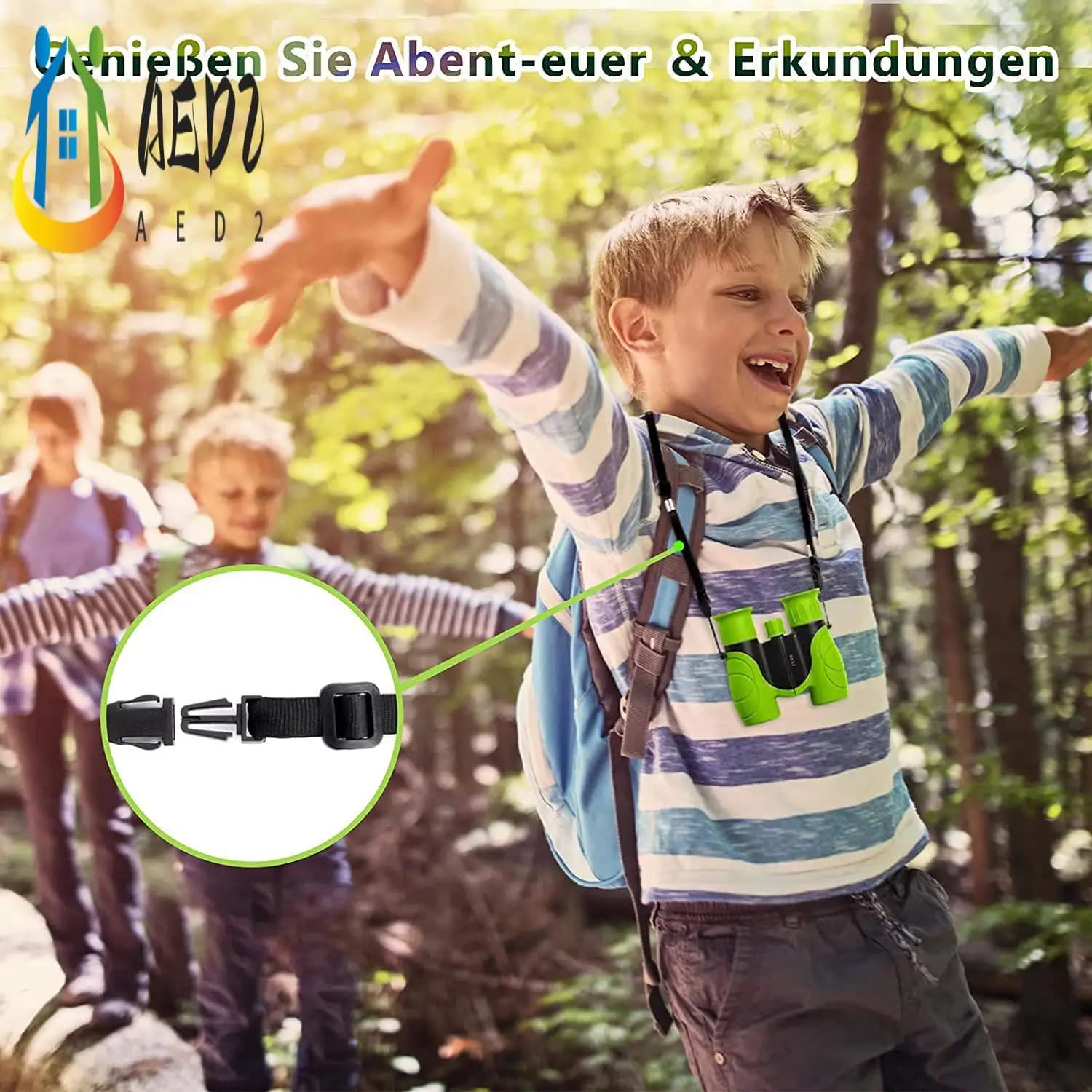 AED2-Binocolo per bambini Binocolo giocattolo compatto piccolo ad alta risoluzione 8X21 per birdwatching escursionismo campeggio esplorazione