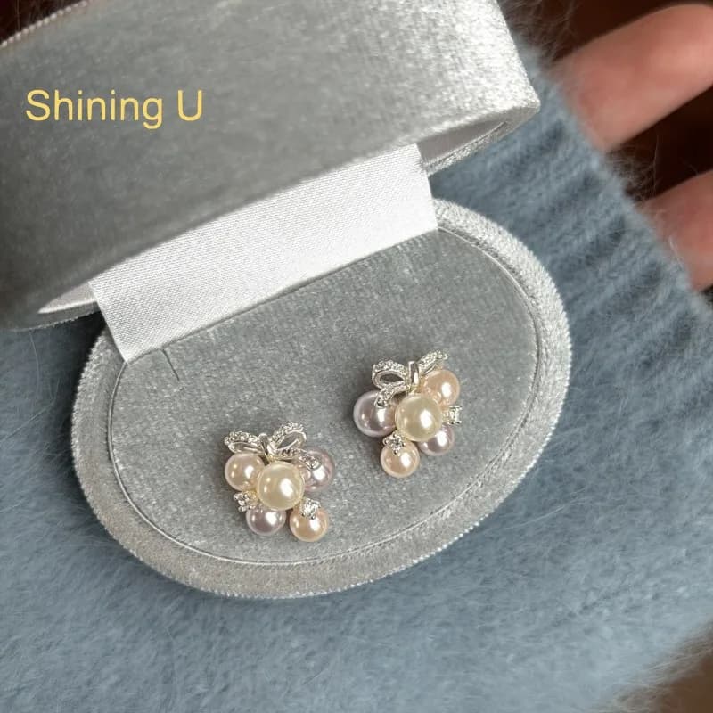 Orecchini a perno con perle rosa brillanti per donna, gioielli alla moda, regalo estivo