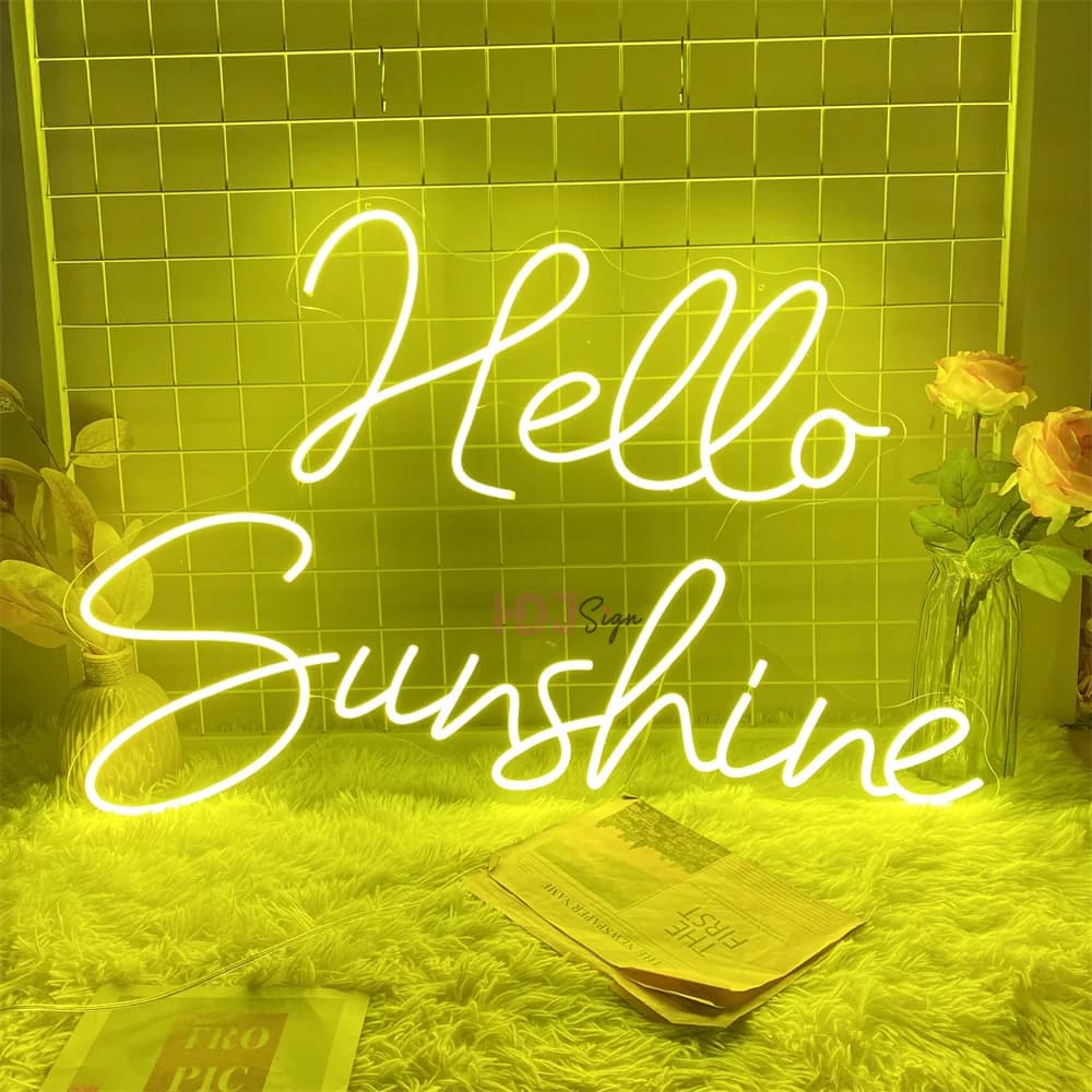Hello Sunshine Neon Led Sign Home Camera da letto Decorazione da parete per feste Luci notturne al neon Insegne USB Decorazione per caffetteria Lampade al neon