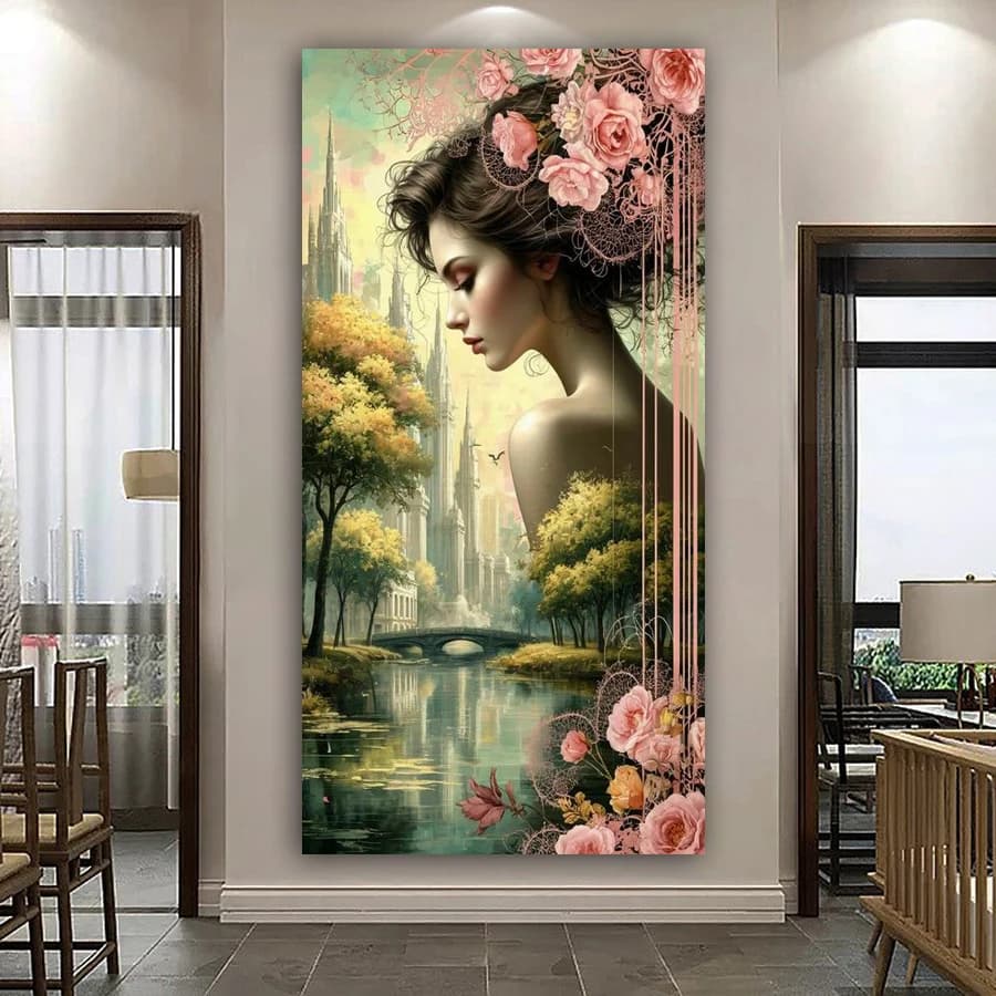 Diy Diamond Embroidery Fantasy Goddess Large Size Diamonds Painting Landscape Woman Full Mosaic Cross Stitch Kits Wall Decor