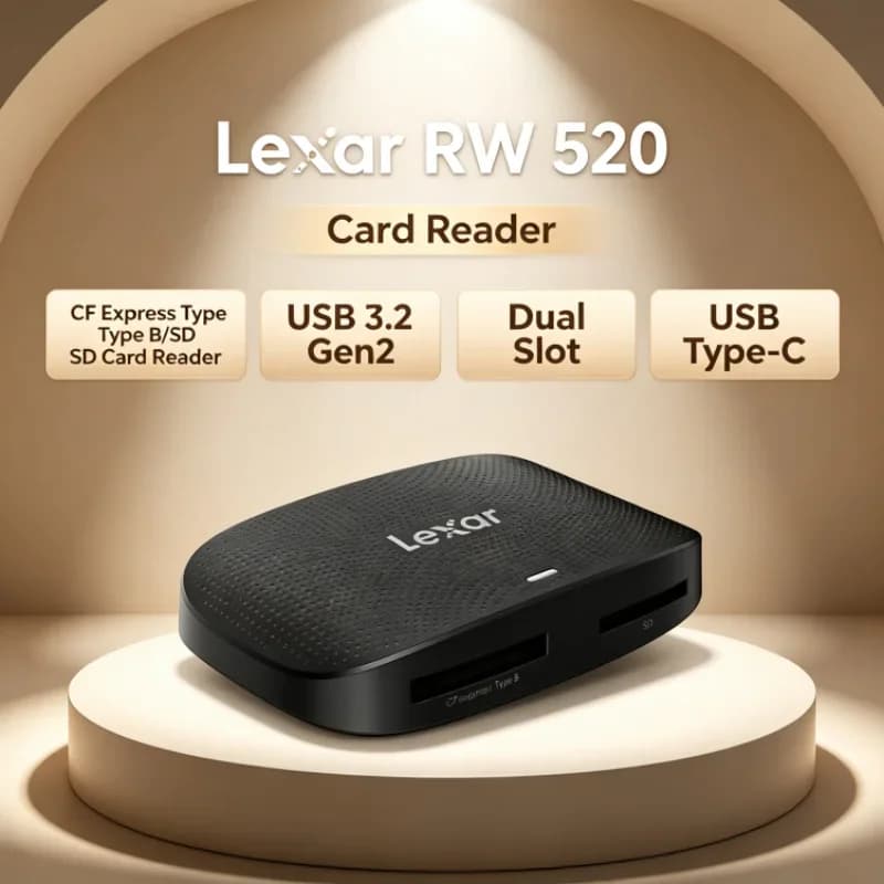 Lexar RW520 Memory Card Reader USB 3.2 Gen 2 High Speed CFexpress Type B SD Card Reader 8K RAW for Video Transfer