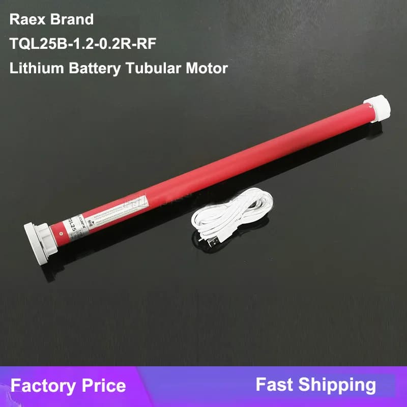 Motore Tubolare Raex 2600mA con Batteria al Litio TQL25B-1.2-0.2R-RF, Interfaccia Pannello Solare, Porta di Ricarica Tipo-C, Tenda a Rullo Elettrica