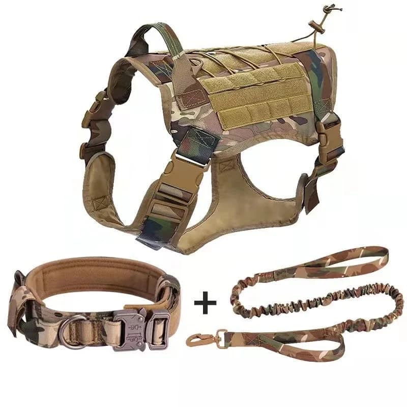 Set di attrezzi tattici per cani: combinazione di imbracature, collare e guinzagli durevoli per addestramento e avventure all'aria aperta!