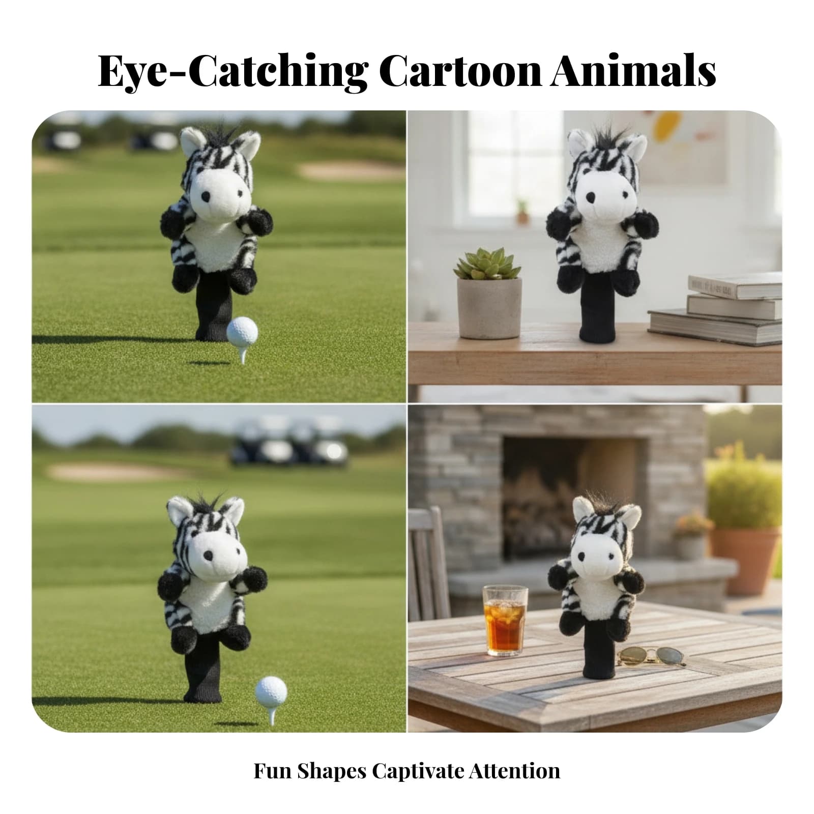 Animal Driver Headcover Easy to Slip on Golf Driver Headcover Furry Golf Club Cover Black Knit