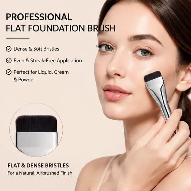 Ultra Thin Foundation Brush Lightweight Flat Contour Brush for Face Blending Cream Makeup - Thin Design for Smooth Application