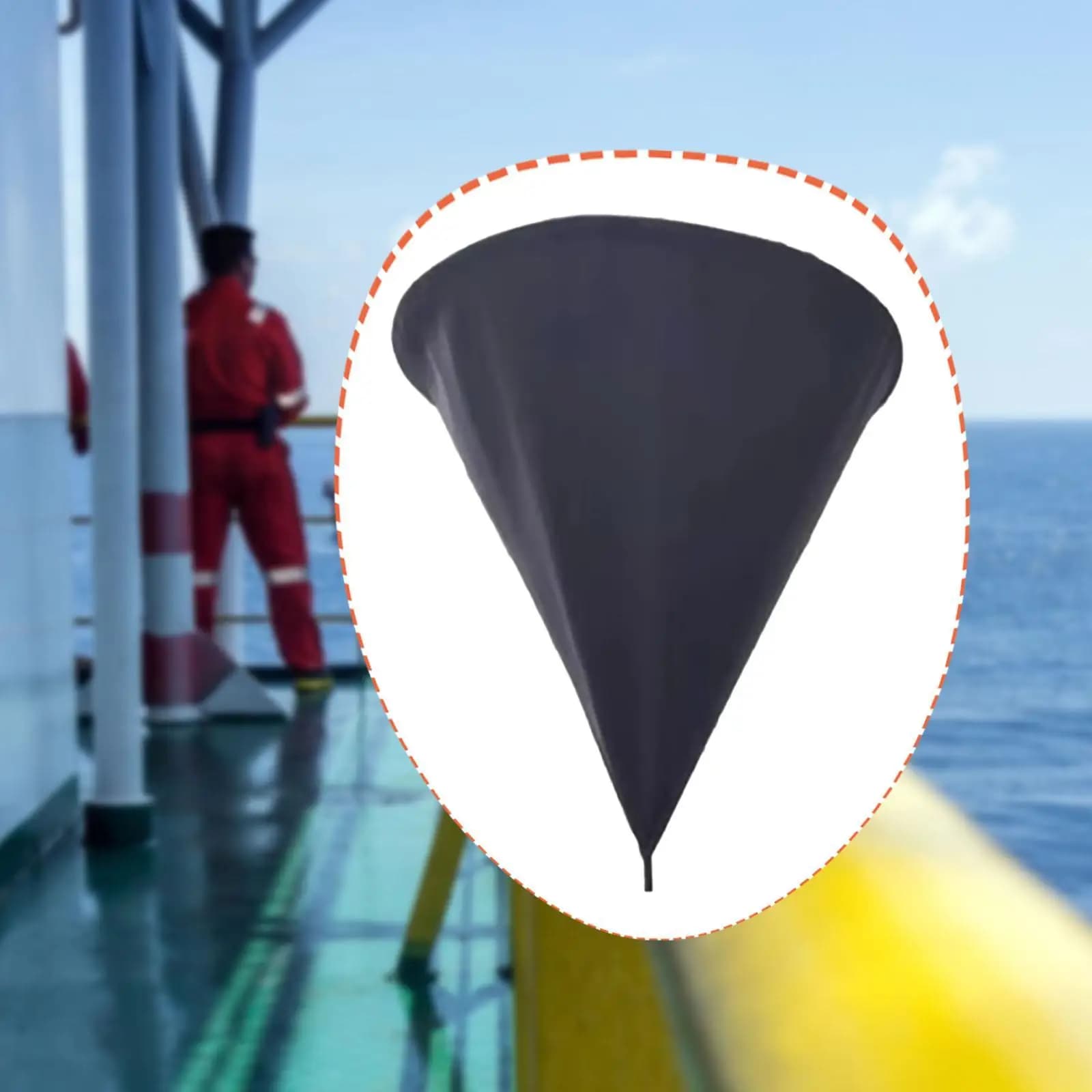 Segnalatore Luminoso Diurno Marino, Accessorio Segnalazione Ancora, Tela Nera, Diametro 60 cm, per Barche da Pesca e Imbarcazioni da Ingegneria Offshore