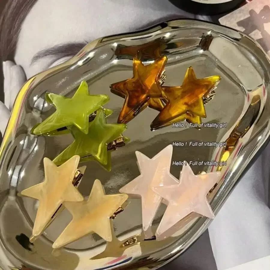 Fermagli per capelli a forma di stella in acetato per donna, fermagli a becco d'anatra per frangia laterale, accessori per capelli