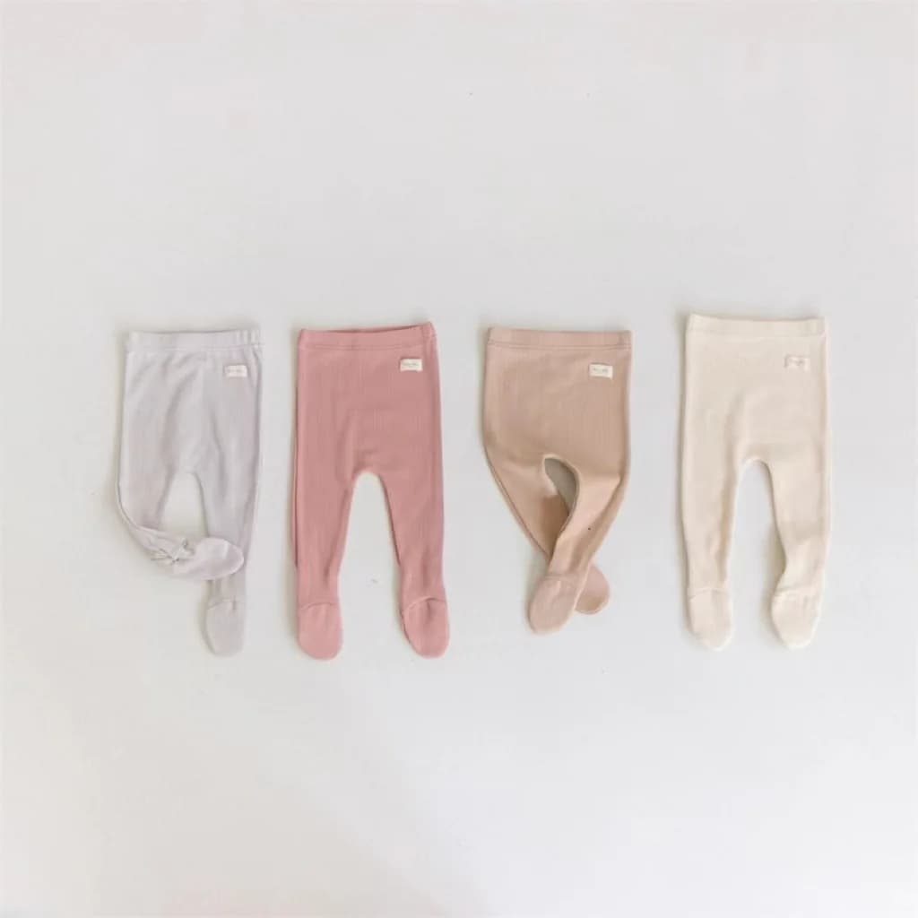 Primavera autunno Toddler Solid Bind Foot collant Boy Infant Simple Patch Leggings Girl Baby Cotton Homewear Pants pantaloni per bambini