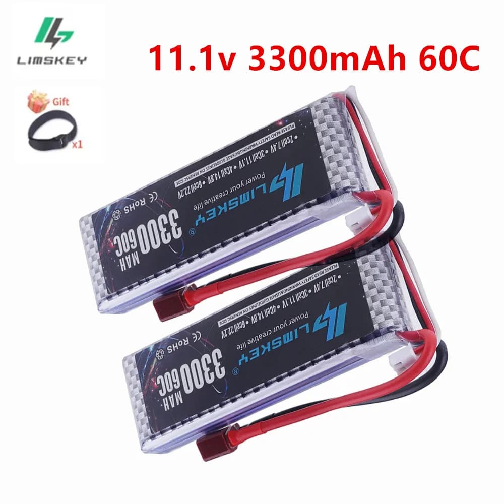 Batteria 3S LiPo 60C 3300mAh 11.1V con spina T JST XT30 XT60 per RC Quadcopter Elicottero RC Auto Barche Droni Pezzi di ricambio