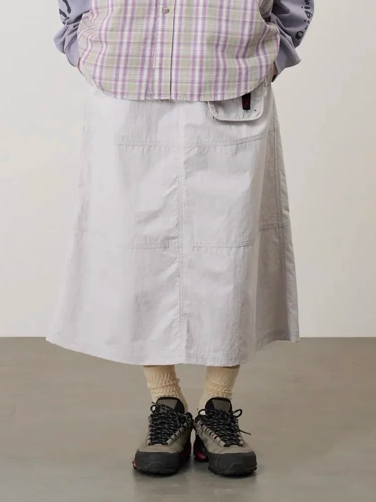 Spring New Style Quick Dry Outdoor Function A-Line Skirt with Buckle Waist Belt And Pockets Women's High Waist Nylon Skirt