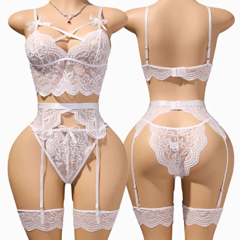 Multi-color Lace Traceless Bra Sets A Full Set Of Ultra-Thin Sheer Erotic Lingerie Garter Belt Sexy Outfit Hot Women's Underwear