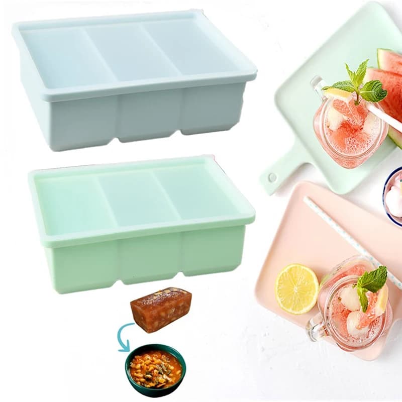 Vaschette per Congelamento HUA HUA Extra Large con Coperchio in Silicone per Alimenti, Zuppe e Ghiaccio