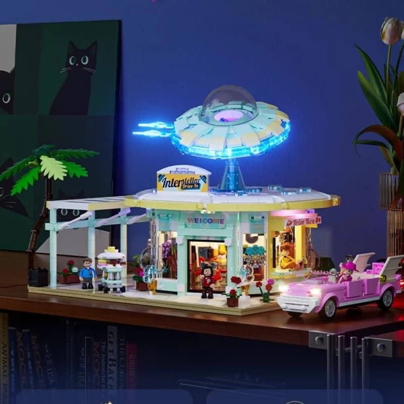 Nuovo Lumibricks Road Trip Series Building Blocks UFO Car Ristorante Scena di strada Modello di assemblaggio Collezione di giocattoli Regalo per bambini
