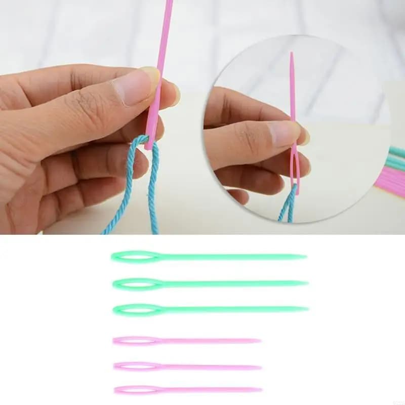 Q22B Set di 6 Aghi in Plastica per Cucito, Uncinetto e Punto Croce 7/9cm