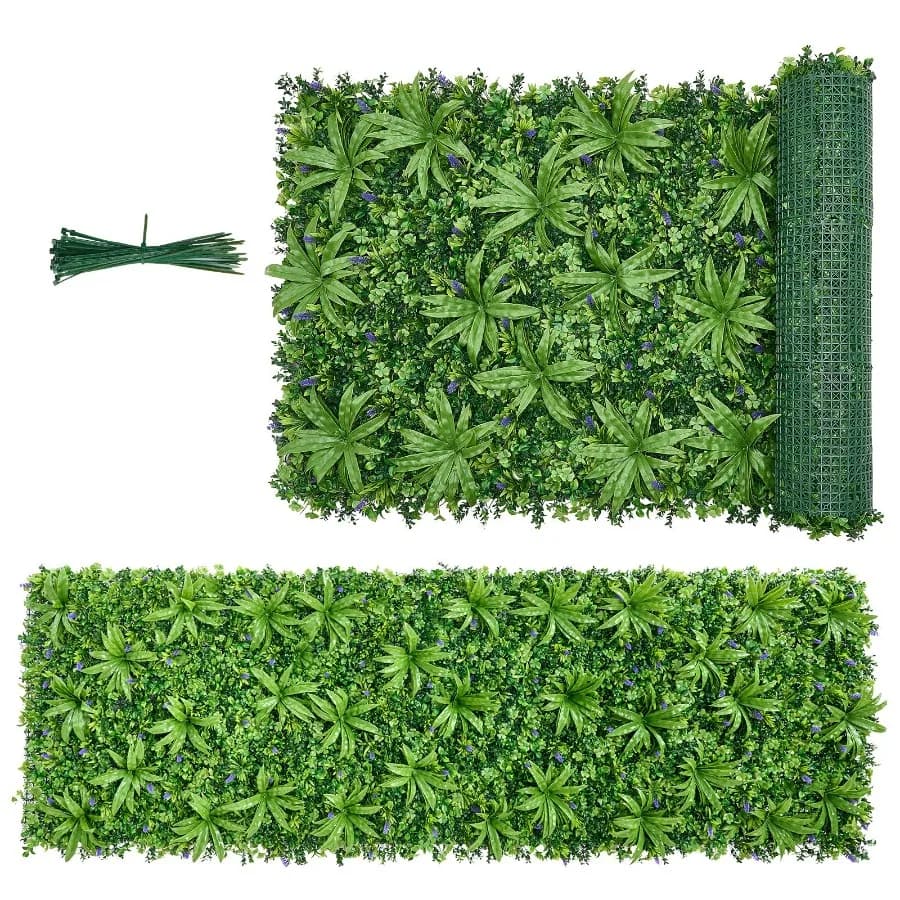 Parete vegetale artificiale per matrimoni, interni, giardini esterni, cortili: pannelli di bosso 40 x 120 pollici, sfondo verde per protezione solare