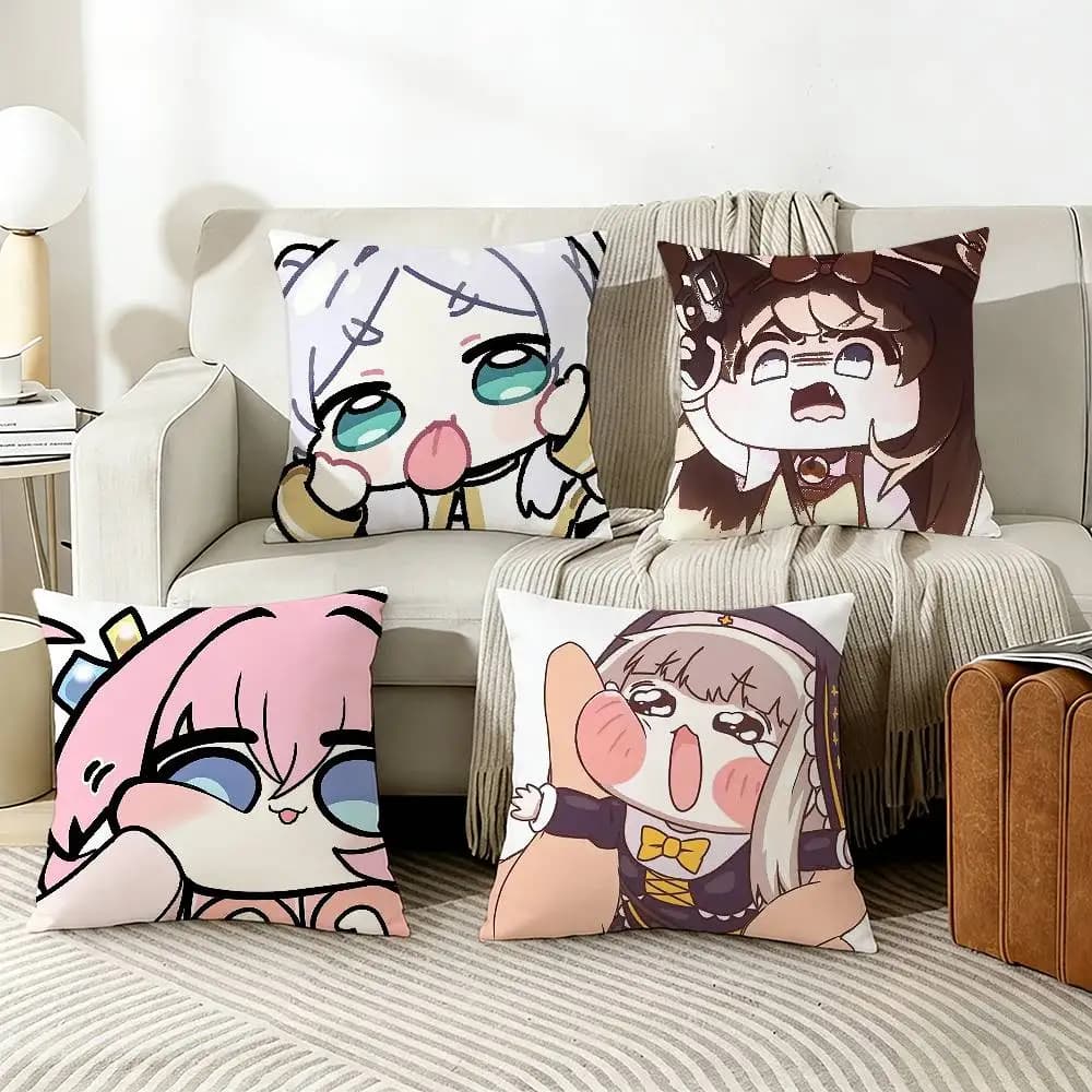 Fodera per cuscino Trickcal Chibi Go G-Game, adatta per la decorazione della casa, della camera da letto e del soggiorno.