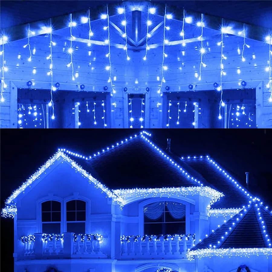 Luci natalizie per esterni 4M 96 lucine a LED Ghirlanda impermeabile 8 modalità Luci da giardino ghiacciate per decorazioni per interni ed esterni