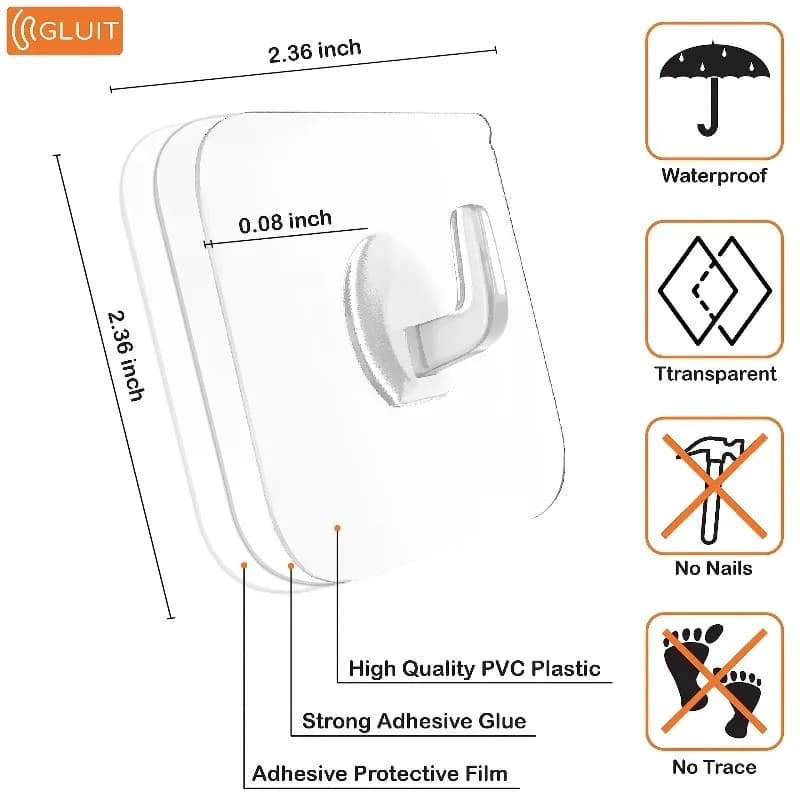 5/10/20/30Pcs Self-adhesive Hook Transparent Door Wall Hook Child Heavy Load Rack Kitchen Bathroom Towel Key Rack Sticky Hook
