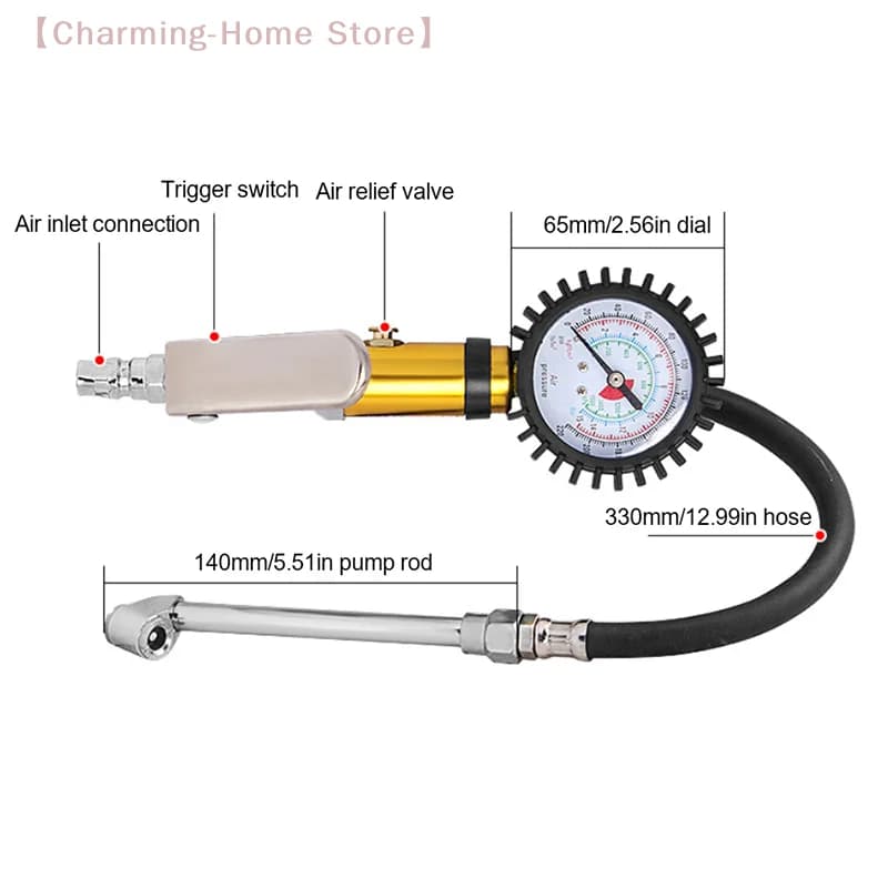 【M】Pompa Gonfiagomme con Manometro 12 in 1, Gonfiatore Pneumatici Autoagguantante con Manometro e Connettore Rapido