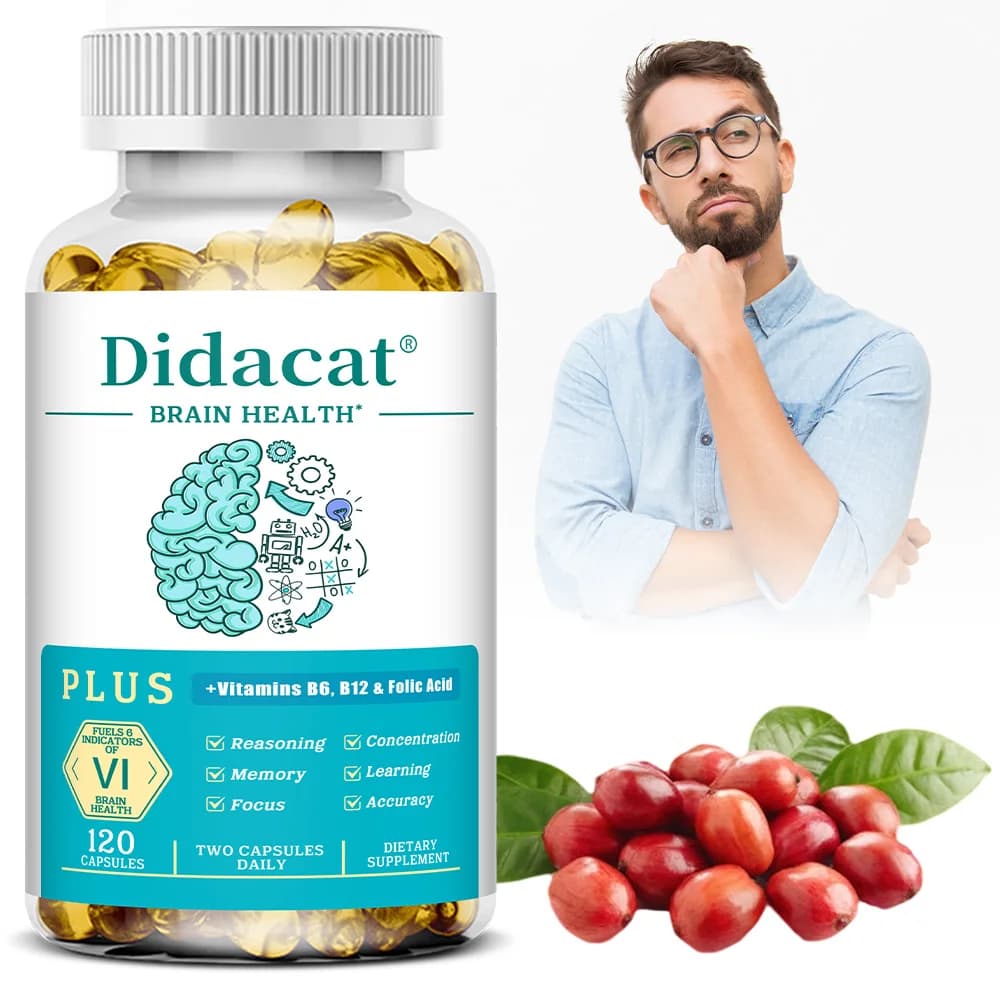 Fosfatidilserina Capsules with Vitamin B6 and B12, Nootropic Supplement for Cerebral Support, Memory, Concentration, Mental Chiarezza and Energy