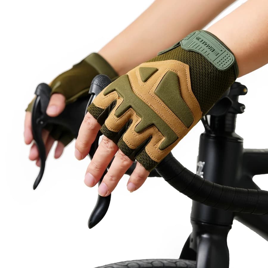 Guanti da Ciclismo Tattici Mezze Dita per Uomo - Guanti da Bicicletta MTB Antiscivolo, Resistenti all'Usura e Traspiranti per Sport all'Aperto, Escursionismo