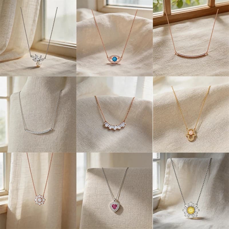 Assorted Dainty Crystal Layering Necklaces for Women