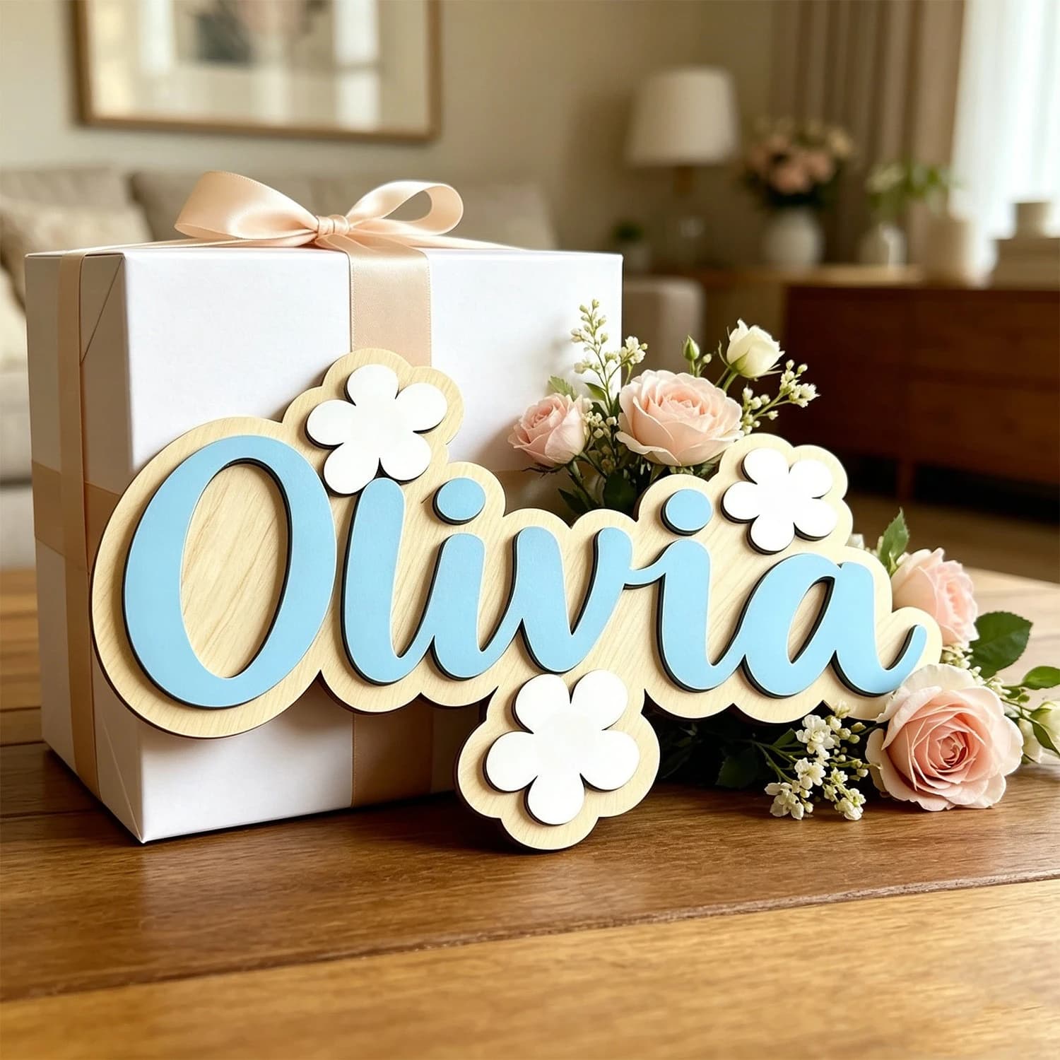 1pc Double-layer Wooden Surname Brand, Customized Wooden Souvenir, Perfect Gift for Friends and Family