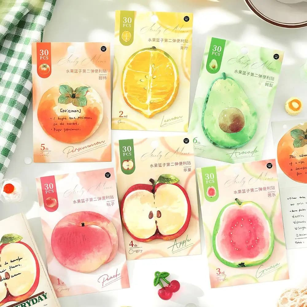 30 foglietti adesivi con frutta divertente e carina | Album di ritagli fai da te e forniture di carta decorativa