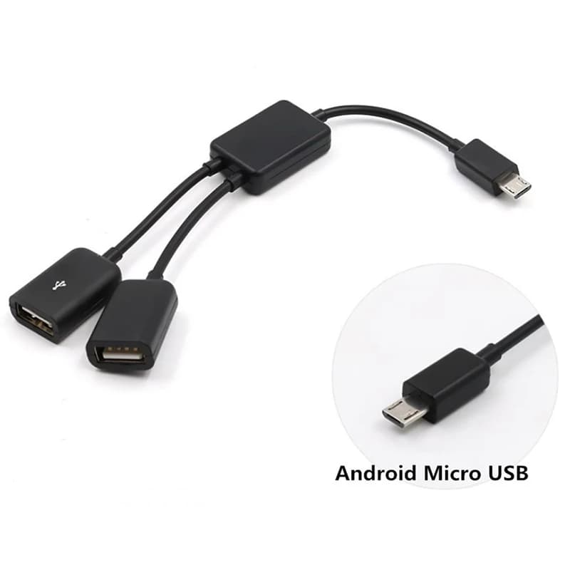 1PC Dual Micro USB 2.0 ports OTG cable adapter Host Hub OTG for Tablet PC and Micro USB male connector for smartphone