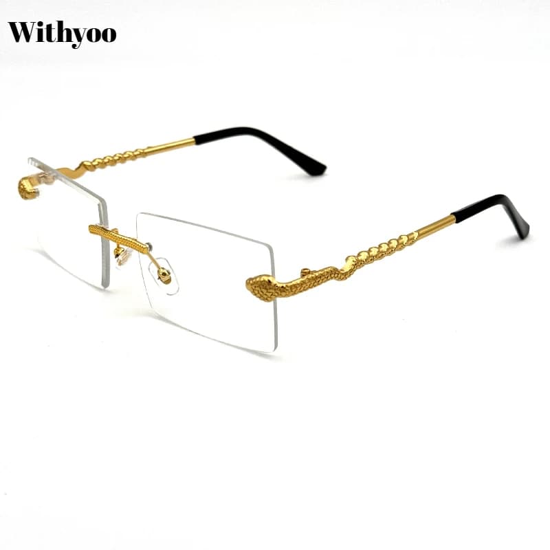 Withyoo 2025 Occhiali da sole polarizzati quadrati senza cornice UV400 per uomini e donne Occhiali stile punk con gambe a serpente