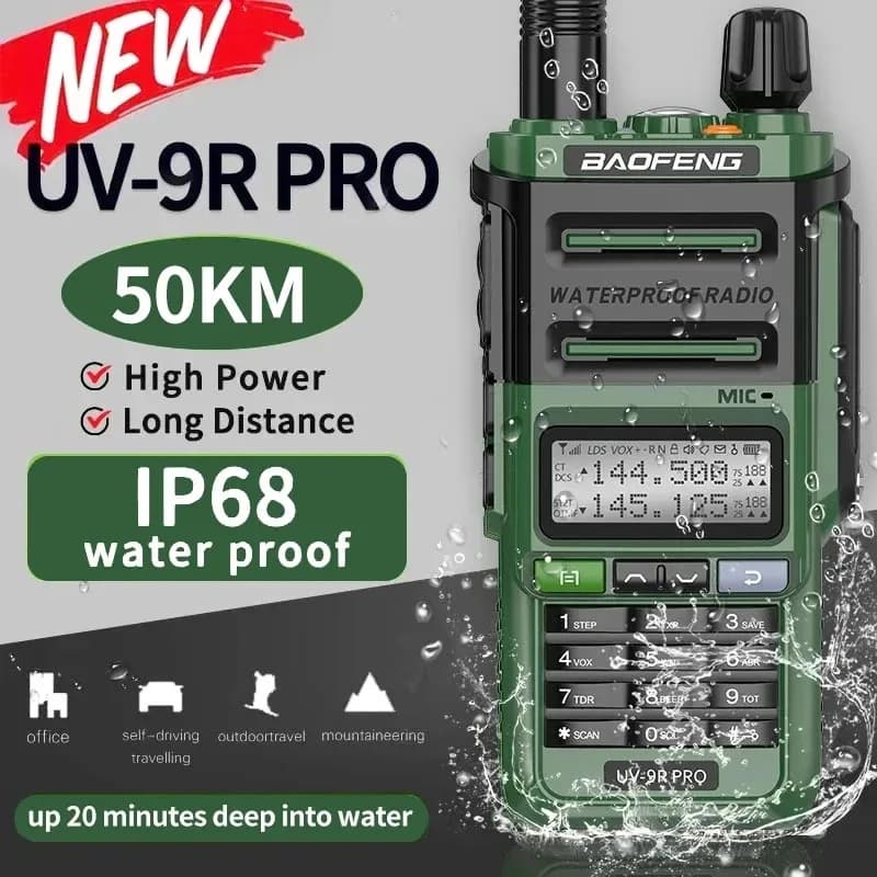 Baofeng UV-9R Pro IP68 Walkie Talkie impermeabile Dual Band VHF UHF Tipo-C a lungo raggio UV-9R Plus Radio bidirezionale portatile CB Ham