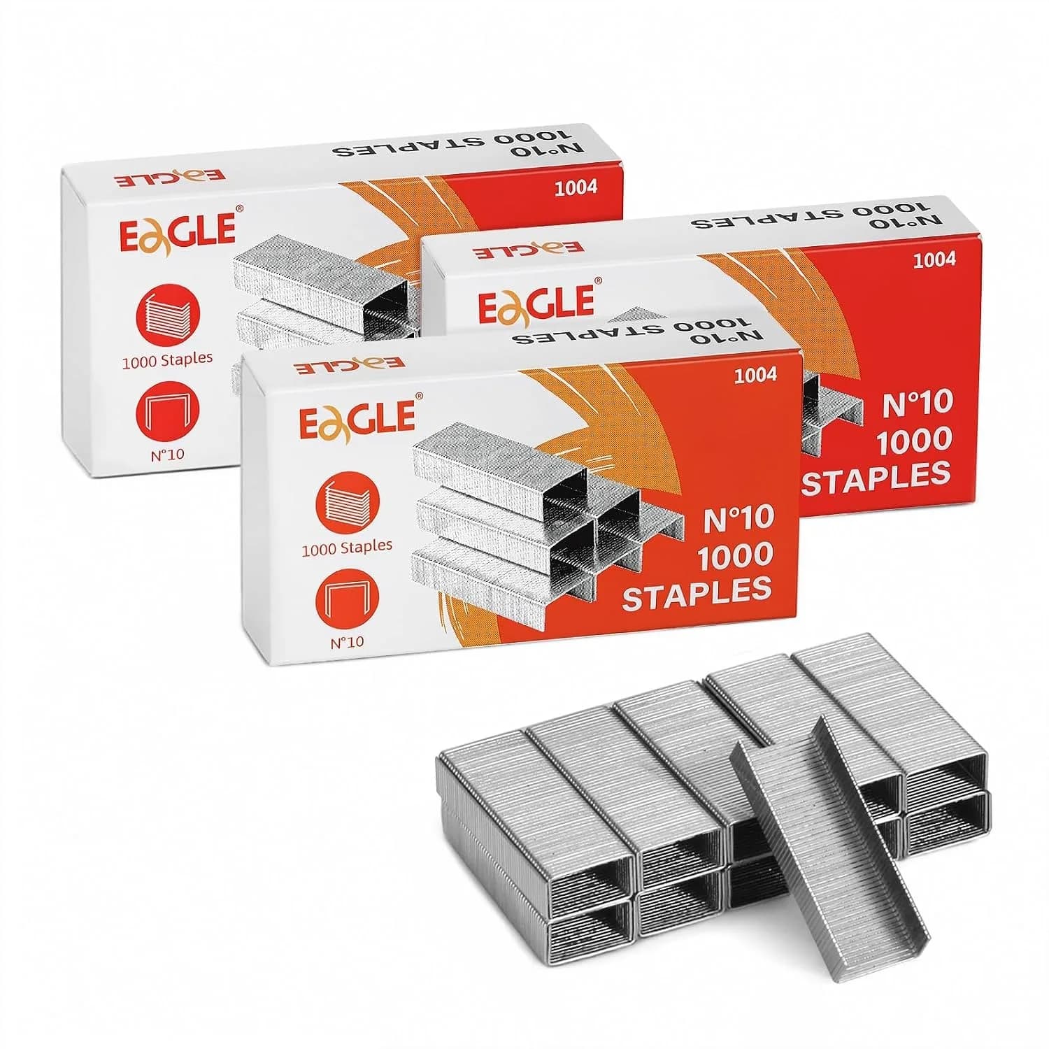 No. 10 Mini Staples for #10 Staplers, 3/16" Leg, 3000 Count, 3 Boxes of 1000, Silver