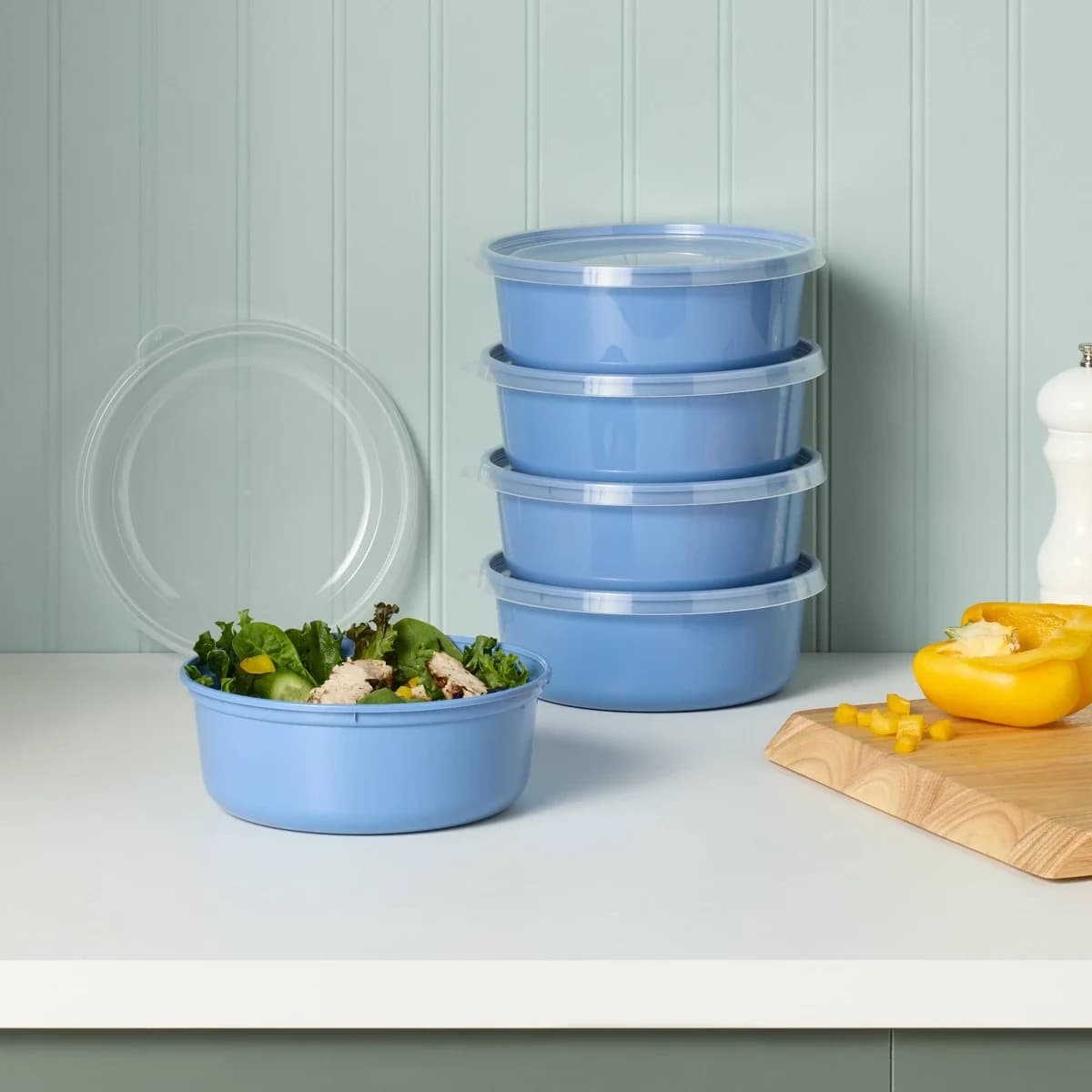 10pc (set of 5) Plastic Round Meal Prep Food Storage Container Set