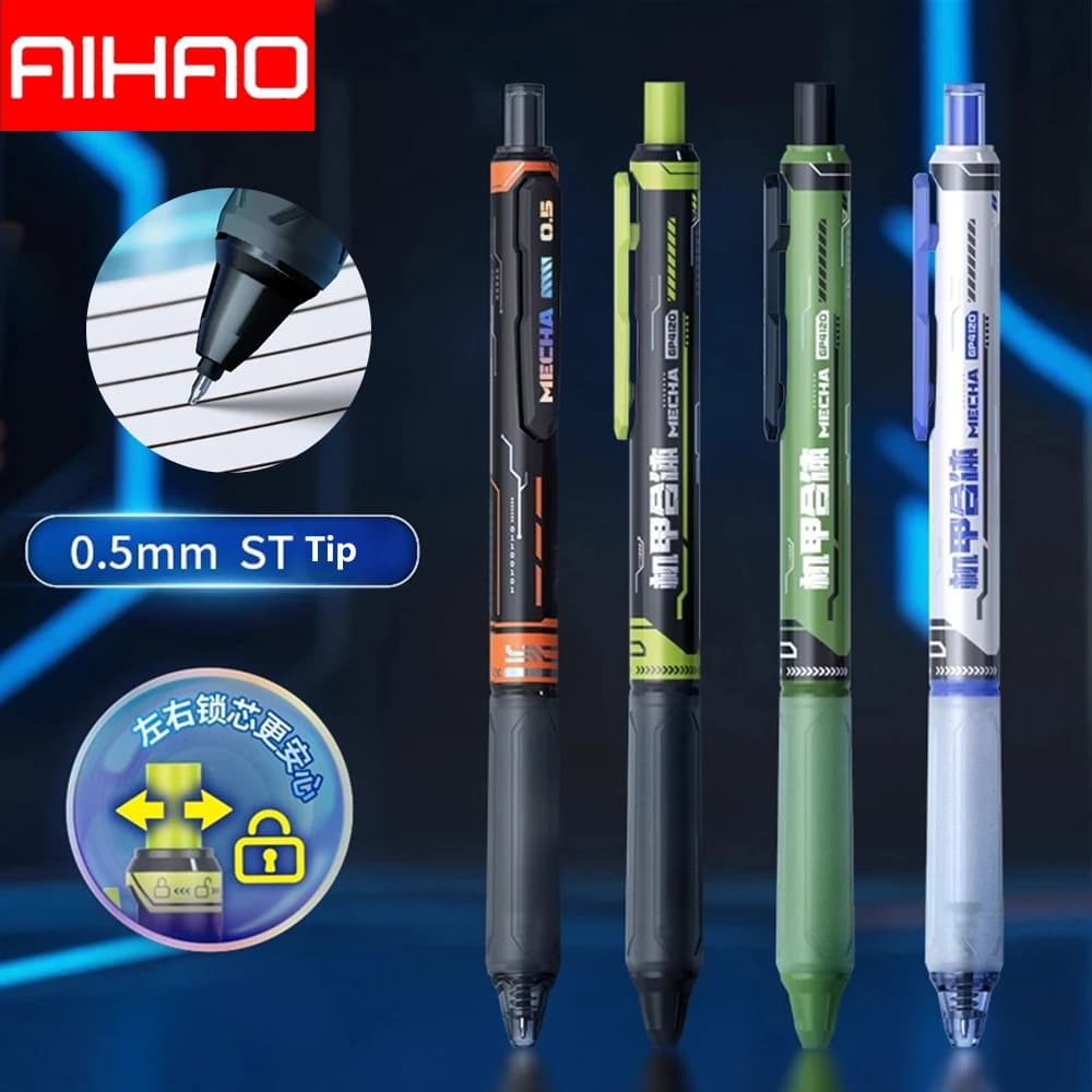 AIHAO Penne Gel 0.5mm Punta ST Cilindro di Blocco Rotante Asciugatura Rapida Scrittura Liscia Nero Studente Creativo Cancelleria Scolastica Kawaii