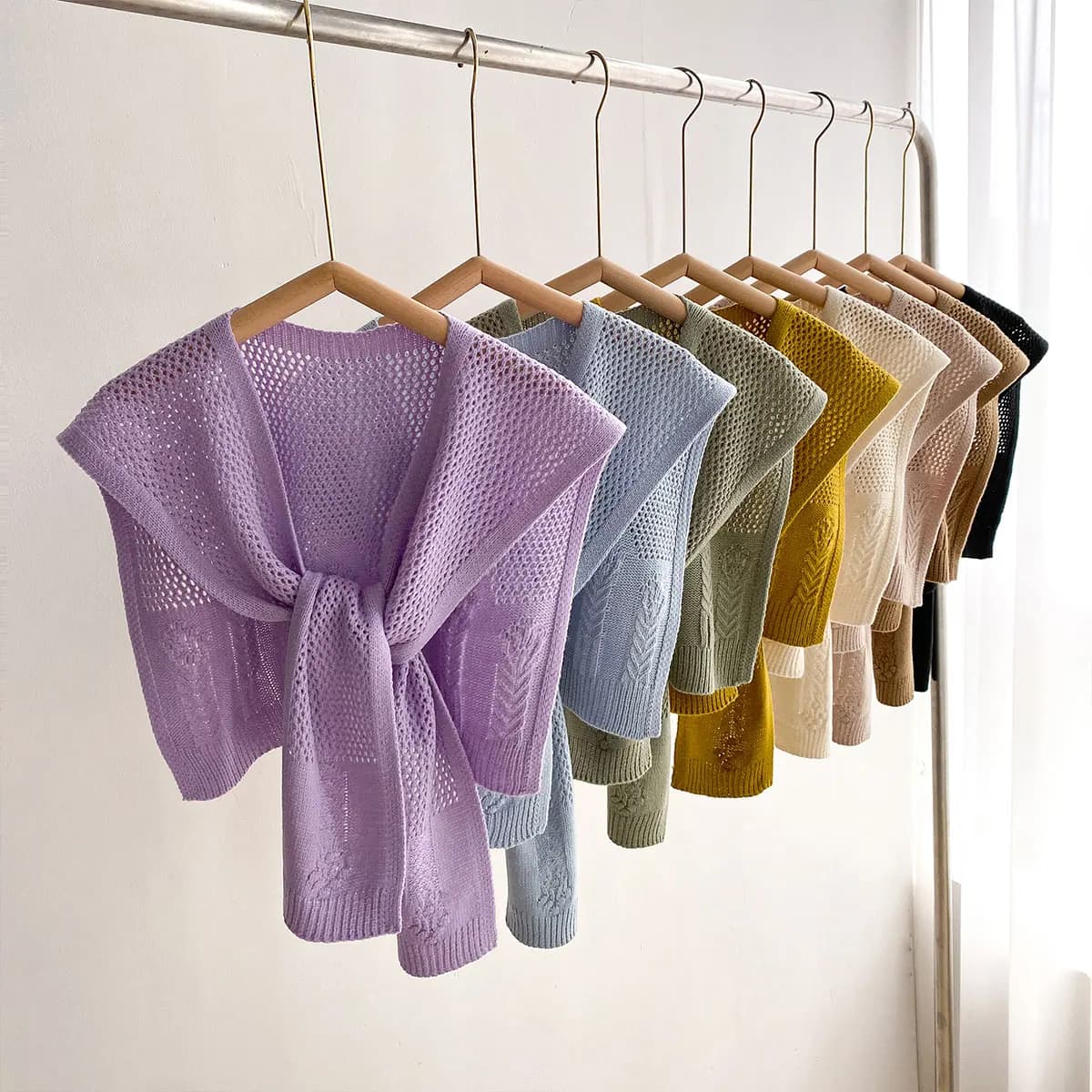 Nuova sciarpa scialle lavorata a maglia tinta unita da donna Mantelle di fascia alta con camicie Protezioni per il collo sottili alla moda per la primavera e l'autunno