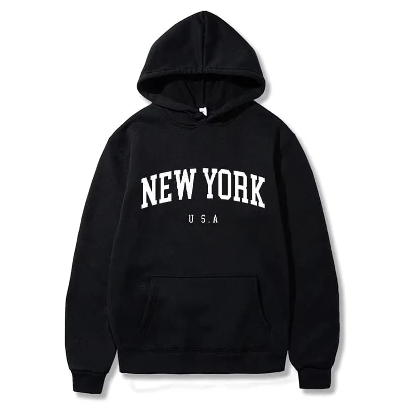 Felpe con Cappuccio Unisex New York USA, Moda con Stampa Grafica, Pullover Casual Oversize Stile Harajuku, Abbigliamento Sportivo