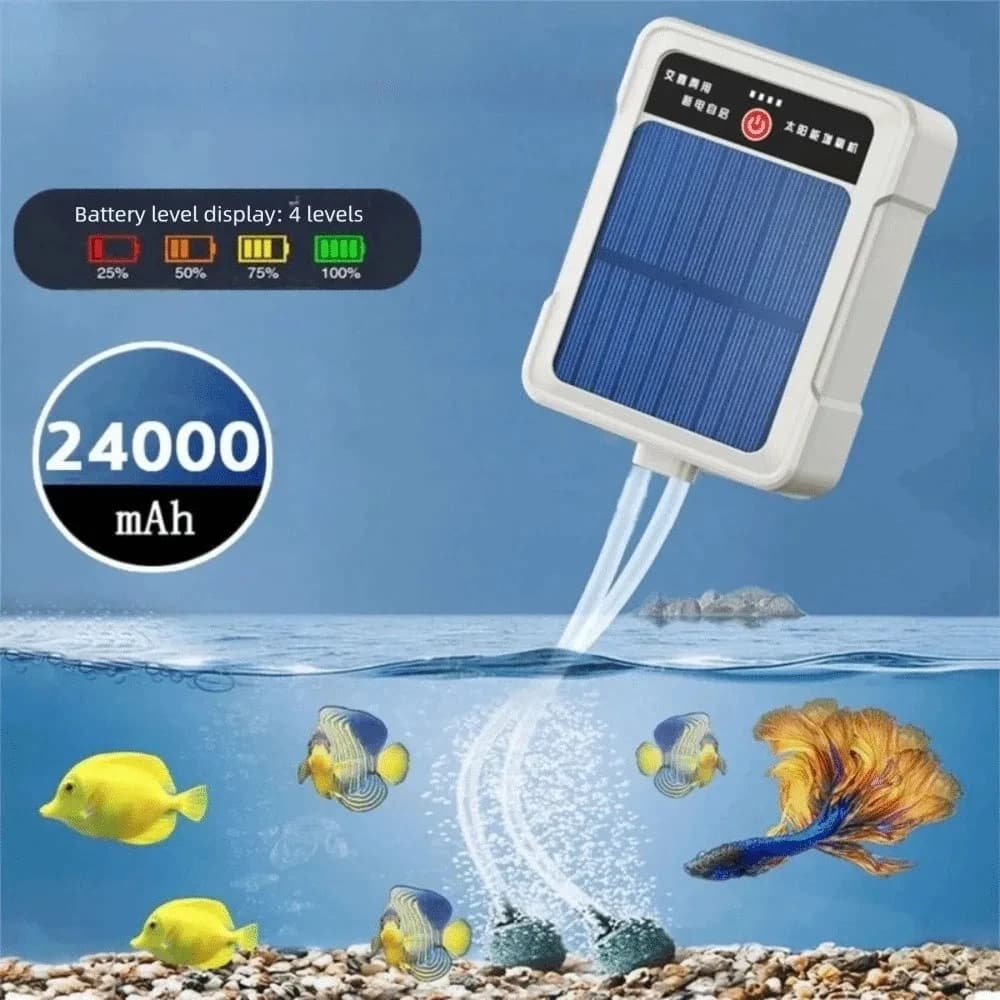Pompa di ossigeno solare portatile con tubo Acquario Wave Maker Pompe per acquario USB Aeratore silenzioso per acquario ad alta potenza Pesca all'aperto
