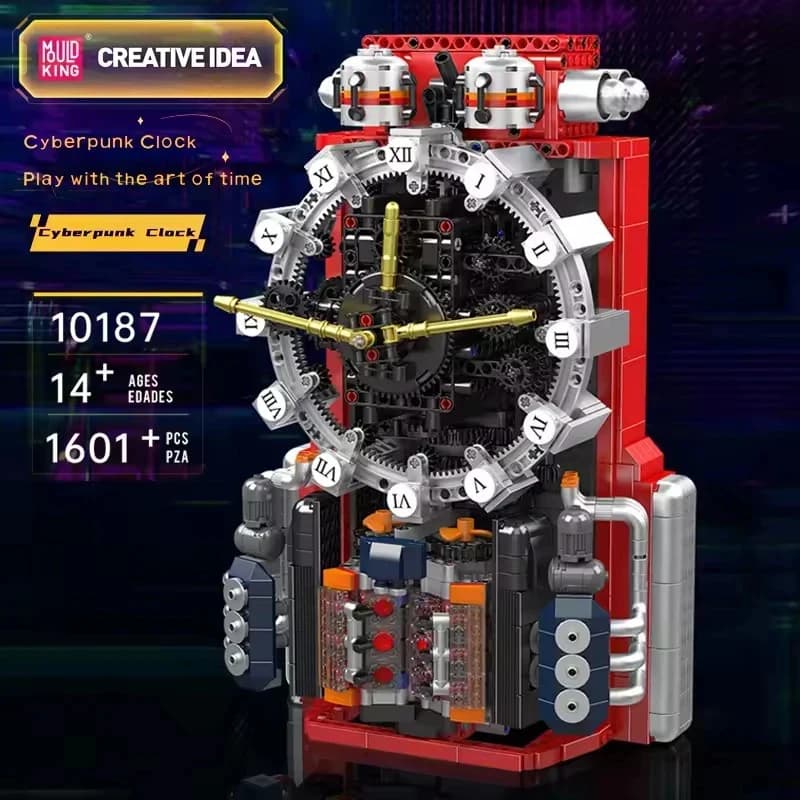 Collectible MOULD KING 10187 Engine Clock Model Building Block Motor Drive Mode MOC Puzzle DIY Toy Brick Adult Chrismas Gift