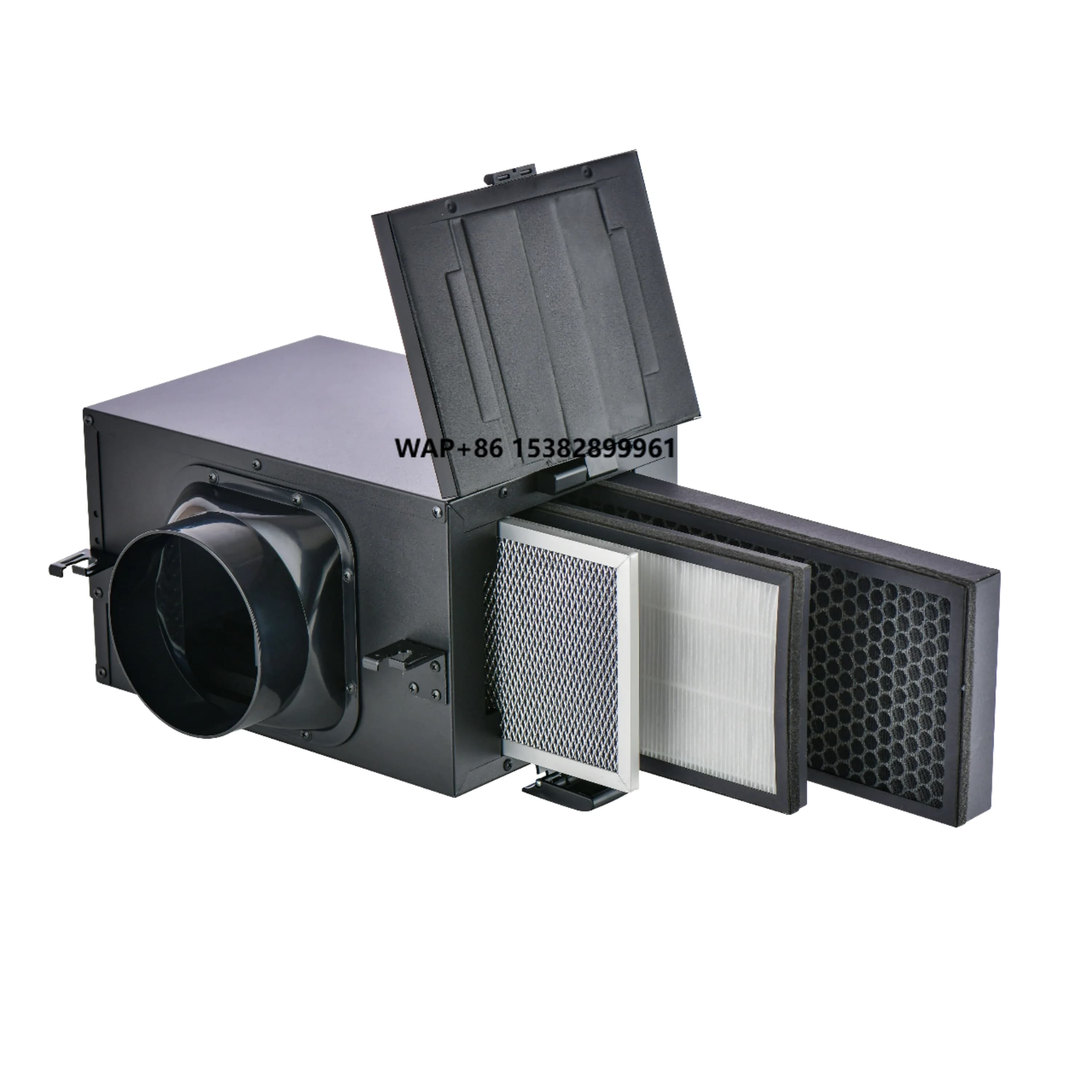 Filtro Purificatore d'Aria per Interni a 3 Strati con Carbone Attivo PM2.5, Scatola Metallica per Ventilatore di Scarico, Nuova Condizione