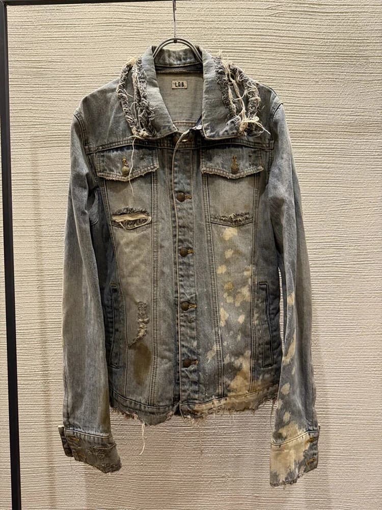 FANTASTION L.G.B 00s archive bleach denim Visual Kei distressed denim jacket tops