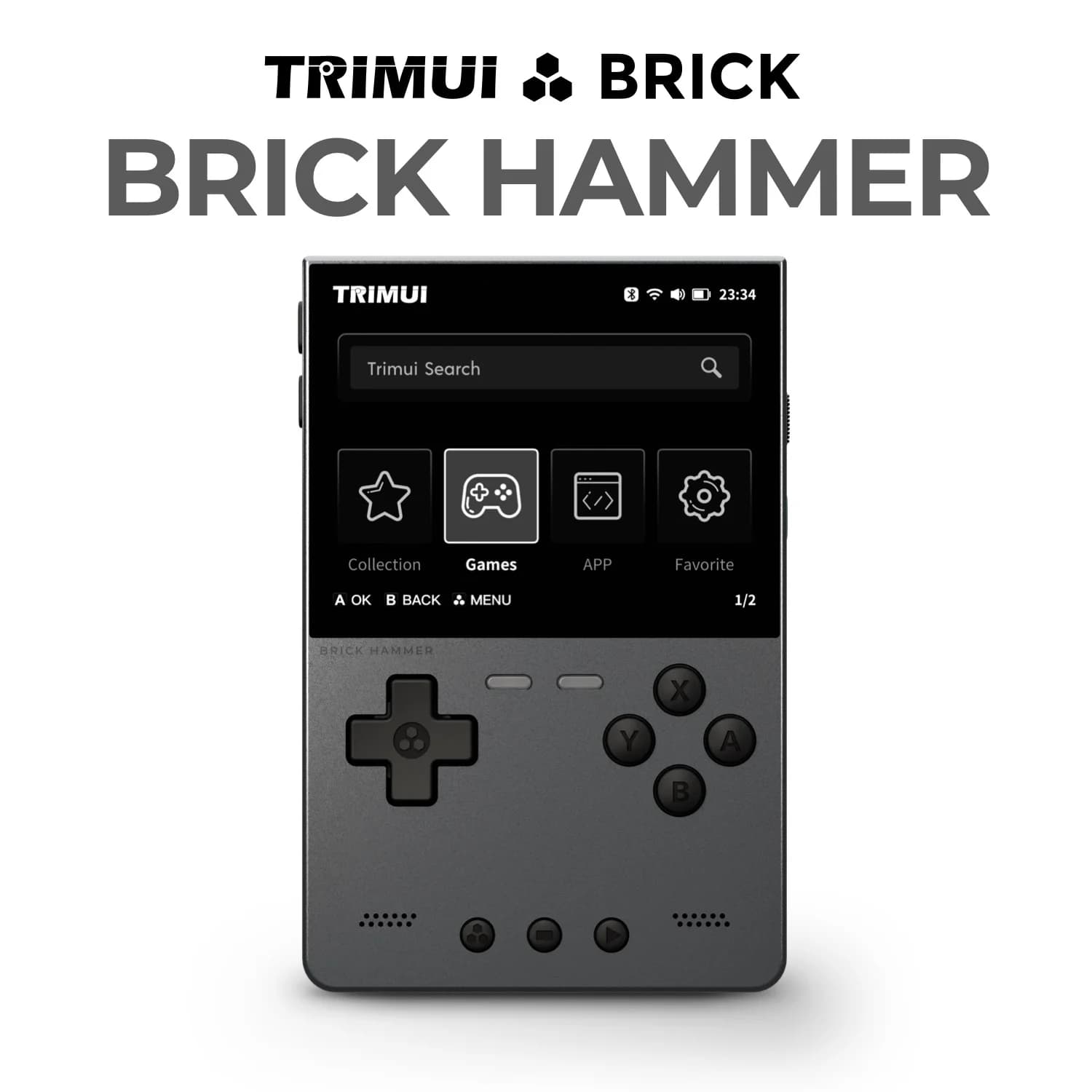 NUOVA Console di Gioco Portatile TRIMUI BRICK Hammer con Schermo IPS da 3.2'', Sistema Linux, Corpo in Metallo, Illuminazione LED e Tasti con LED, Omaggio Tappi Tasti Inclusi