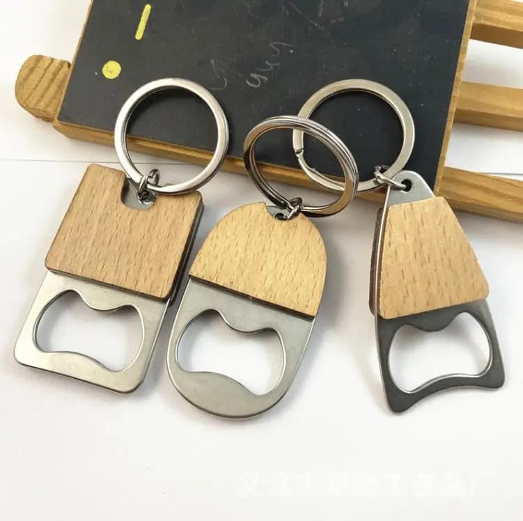 Apribottiglie portatile piccolo con manico in legno vino birra soda tappo in vetro apribottiglie portachiavi per bar cucina di casa ni561